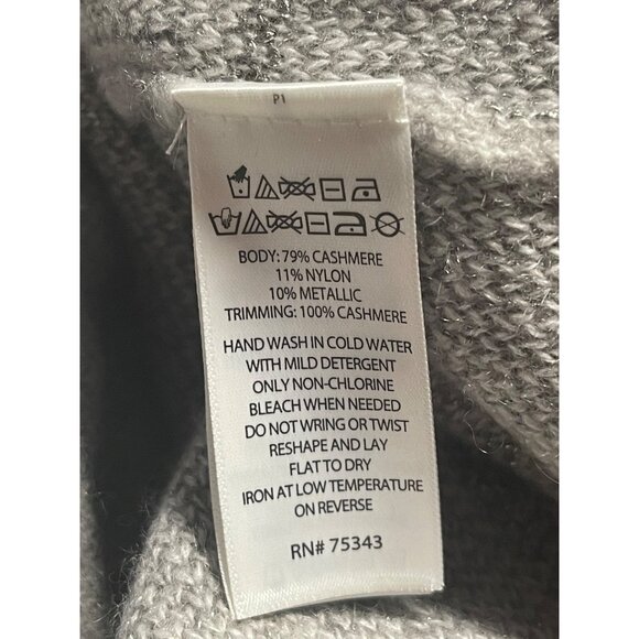 Tahari Womens Open Front Cardigan Sweater Size S Cashmere Blend Gray Windowpane - Picture 6 of 6